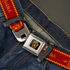 Gryffindor Crest Full Color Black/Gold Seatbelt Belt - TEAM QUIDDITCH/GRYFFINDOR Crest Red/Gold Webbing