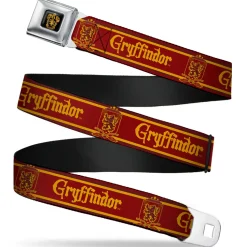Gryffindor Crest Full Color Black/Gold Seatbelt Belt - GRYFFINDOR & Crest Stripe Reds/Gold Webbing