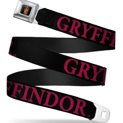 Gryffindor Crest Full Color Seatbelt Belt - Harry Potter GRYFFINDOR Black/Red Webbing