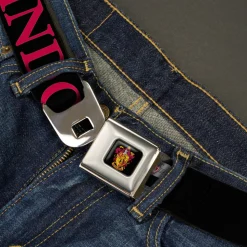 Gryffindor Crest Full Color Seatbelt Belt - Harry Potter GRYFFINDOR Black/Red Webbing