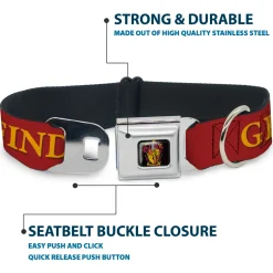Gryffindor Crest Full Color Seatbelt Buckle Collar - Harry Potter GRYFFINDOR & Crest Black/Red
