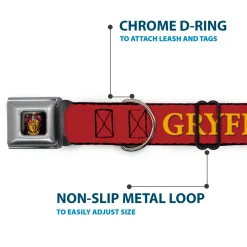 Gryffindor Crest Full Color Seatbelt Buckle Collar - Harry Potter GRYFFINDOR & Crest Black/Red