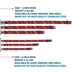 Gryffindor Crest Full Color Seatbelt Buckle Collar - GRYFFINDOR Crest/Stripe Burgundy/Gold