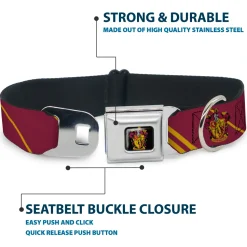 Gryffindor Crest Full Color Seatbelt Buckle Collar - GRYFFINDOR Crest/Stripe Burgundy/Gold