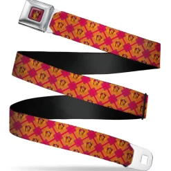 Gryffindor Crest Full Color Red Seatbelt Belt - Harry Potter Gryffindor Crest Plaid Reds/Gold Webbing