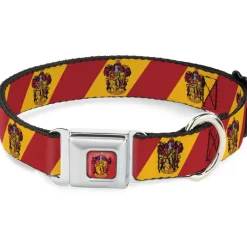 GRYFFINDOR Crest Full Color Red Seatbelt Buckle Collar - GRYFFINDOR Crest Diagonal Stripe Gold/Red