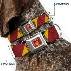 GRYFFINDOR Crest Full Color Red Seatbelt Buckle Collar - GRYFFINDOR Crest Diagonal Stripe Gold/Red