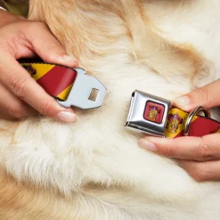 GRYFFINDOR Crest Full Color Red Seatbelt Buckle Collar - GRYFFINDOR Crest Diagonal Stripe Gold/Red