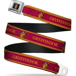 Gryffindor Crest Full Color Seatbelt Belt - GRYFFINDOR/Crest Stripe Gold/Red Webbing