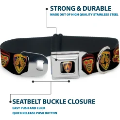 GUARDIANS OF THE GALAXY - EVERGREEN GUARDIANS Badge Full Color Black Gold Purple Seatbelt Buckle Collar - Guardians of the Galaxy Badge/5-Character Icons Black/Multi Color