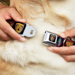 GUARDIANS OF THE GALAXY - EVERGREEN GUARDIANS Badge Full Color Black Gold Purple Seatbelt Buckle Collar - Guardians of the Galaxy Badge/5-Character Icons Black/Multi Color