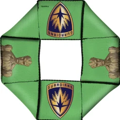 GUARDIANS OF THE GALAXY Dog Toy Squeaky Octagon Flyer - Groot Pose GUARDIANS Shield Badge Green