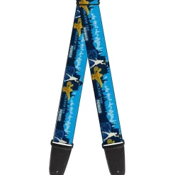 Guitar Strap - Aladdin 2019 Genie Lamp City Skyline UNLEASH THE POWER Blues