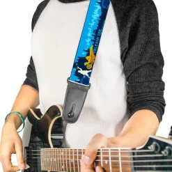 Guitar Strap - Aladdin 2019 Genie Lamp City Skyline UNLEASH THE POWER Blues