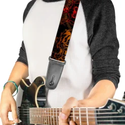 Guitar Strap - Aladdin 2019 Jafar Pose Snake Tiger DARK AND MYSTERIOUS Black Golds Reds