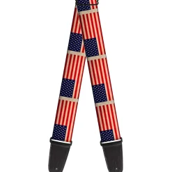 Guitar Strap - American Flag Weathered Color Repeat