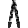 Guitar Strap - American Flag CLOSE-UP Black White