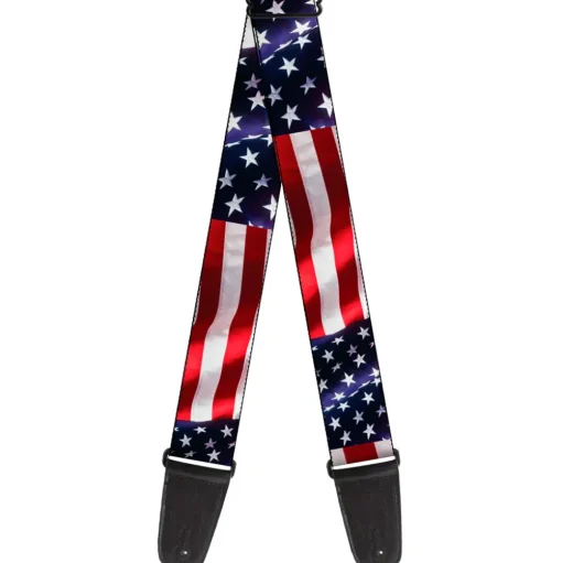 Guitar Strap - American Flag Vivid CLOSE-UP