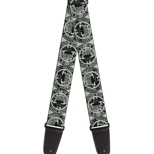 Guitar Strap - Americana Federal Reserve Seal Weathered Gray Black