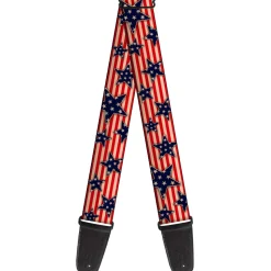 Guitar Strap - Americana Stars & Stripes Red White Blue White
