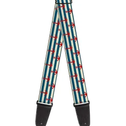 Guitar Strap - Anchors w Stripes White Blue Red
