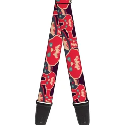 Guitar Strap - Angry Bunnies CLOSE-UP Purple Red Blue