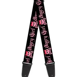 Guitar Strap - Angry Girl Black Pink