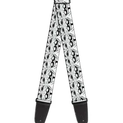 Guitar Strap - Anonymous Face CLOSE-UP Repeat White Black Gray