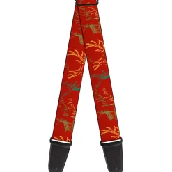 Guitar Strap - Antlers Brown Turquoise Gold