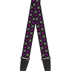 Guitar Strap - Argyle Black Gray Purple