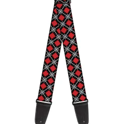 Guitar Strap - Argyle Black Gray Red
