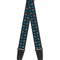 Guitar Strap - Argyle Black Gray Turquoise