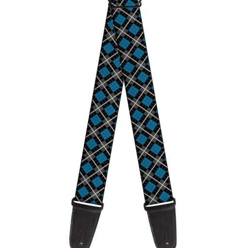 Guitar Strap - Argyle Black Gray Turquoise