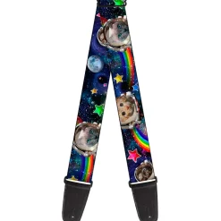 Guitar Strap - Astronaut Cats in Space Rainbows Stars
