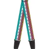 Guitar Strap - Aztec 14 Seafoam Green White Pink Lime Green Black