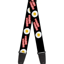 Guitar Strap - Bacon & Eggs Black