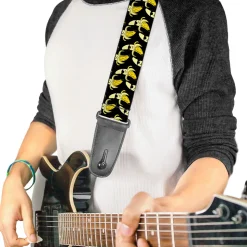 Guitar Strap - Banana Peeled w Sunglasses Black Yellow
