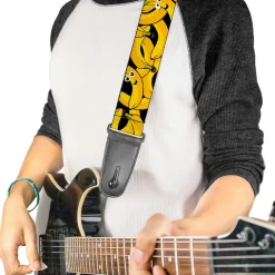 Guitar Strap - Bananas Stacked Cartoon Black Yellows