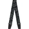 Guitar Strap - Bandana Skulls Black Silver