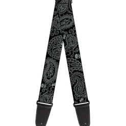 Guitar Strap - Bandana Skulls Black Silver