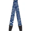 Guitar Strap - Bandana Skulls Royal White