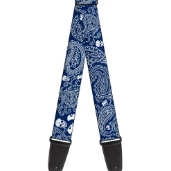 Guitar Strap - Bandana Skulls Royal White