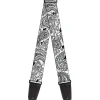 Guitar Strap - Bandana Skulls White Black