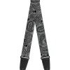 Guitar Strap - Bandana Skulls Silver Black
