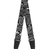 Guitar Strap - Bandana Skulls Black White