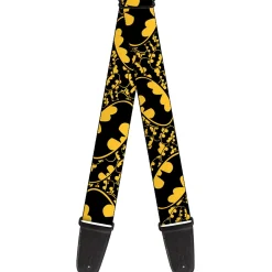 Guitar Strap - Bat Signals Stacked w/CLOSE-UP Yellow/Black