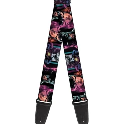 Guitar Strap - Batman Batgirl and Joker Comic Book Cover Face Close-Ups Black