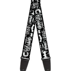 Guitar Strap - Batman Gotham City Graffiti Collage Black/White