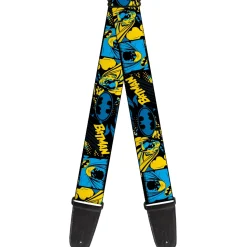 Guitar Strap - BATMAN Poses and Logo Collage Black/Blue/Yellow