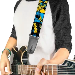 Guitar Strap - BATMAN Poses and Logo Collage Black/Blue/Yellow